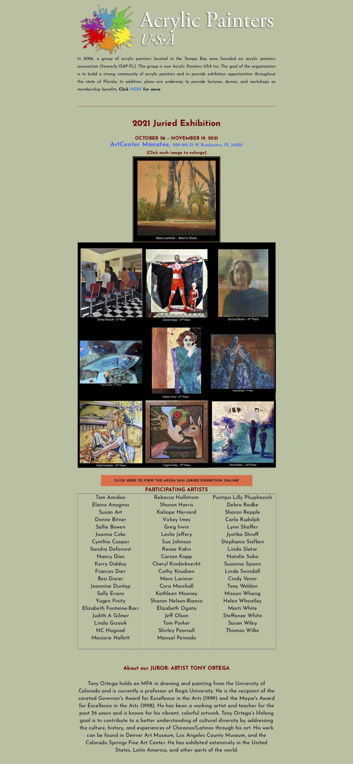Acrylic Painters USA "Best of Show" 2021 Juried Exhibition