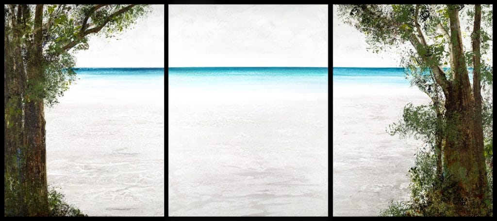 "Arrival Triptych" 40x90 acrylic on canvas